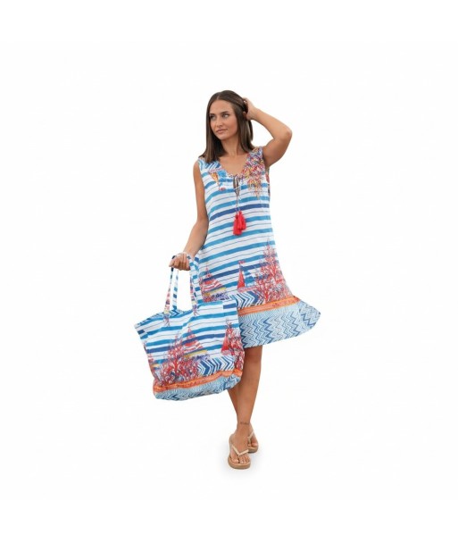 Isla Bonita By SIGRIS Vestido Corto de Algodón con Estampado Marítimo