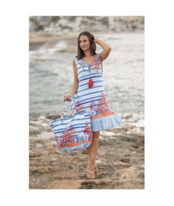 Isla Bonita By SIGRIS Vestido Corto de Algodón con Estampado Marítimo
