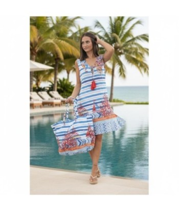 Isla Bonita By SIGRIS Vestido Corto de Algodón con Estampado Marítimo
