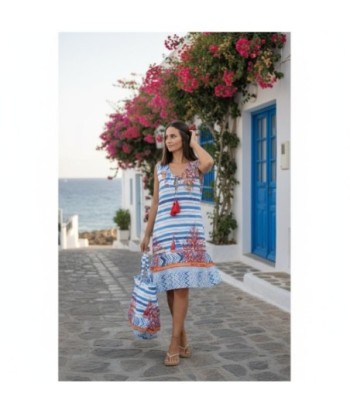 Isla Bonita By SIGRIS Vestido Corto de Algodón con Estampado Marítimo