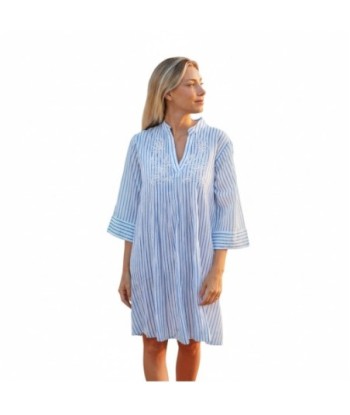 Isla Bonita By SIGRIS Kurta de Algodón 100% con Rayas y Detalles Bordados