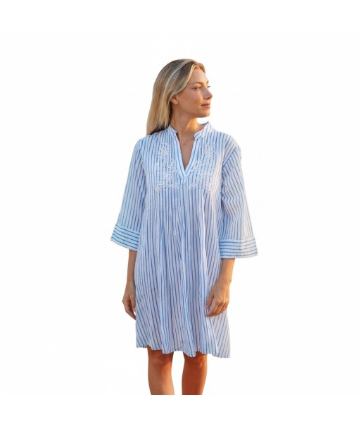 Isla Bonita By SIGRIS Kurta de Algodón 100% con Rayas y Detalles Bordados