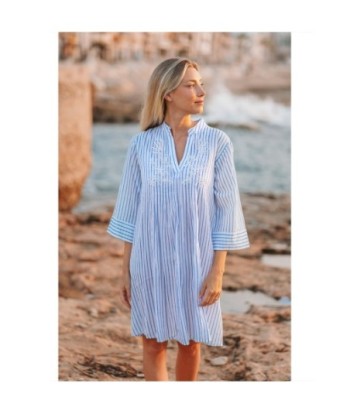 Isla Bonita By SIGRIS Kurta de Algodón 100% con Rayas y Detalles Bordados