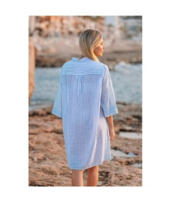 Isla Bonita By SIGRIS Kurta de Algodón 100% con Rayas y Detalles Bordados