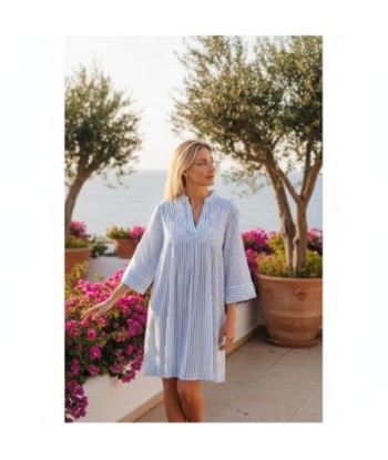 Isla Bonita By SIGRIS Kurta de Algodón 100% con Rayas y Detalles Bordados