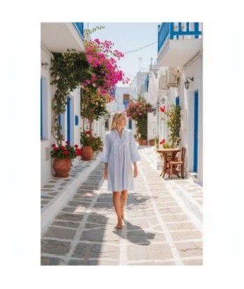 Isla Bonita By SIGRIS Kurta de Algodón 100% con Rayas y Detalles Bordados