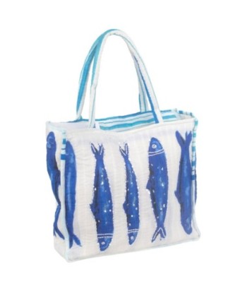 Isla Bonita By SIGRIS Bolso de Algodón con Diseño de Peces en Azul