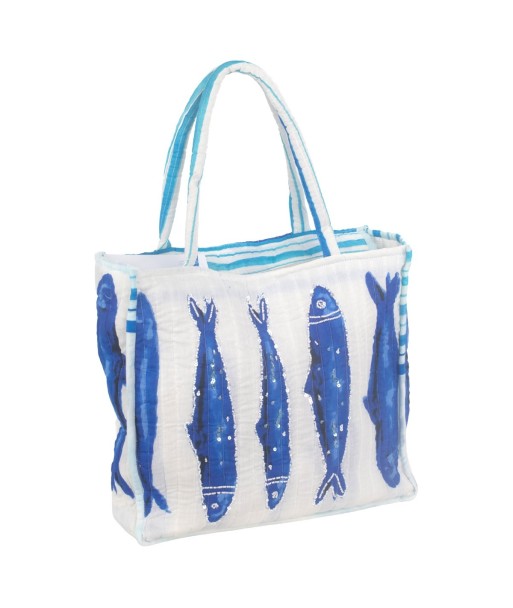 Isla Bonita By SIGRIS Bolso de Algodón con Diseño de Peces en Azul
