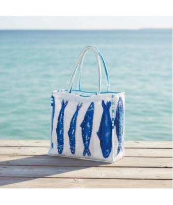 Isla Bonita By SIGRIS Bolso de Algodón con Diseño de Peces en Azul