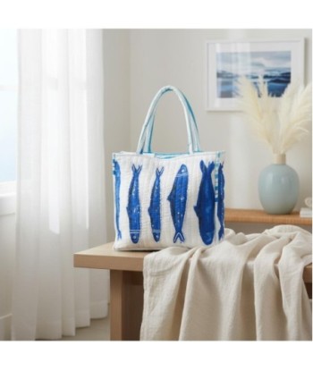 Isla Bonita By SIGRIS Bolso de Algodón con Diseño de Peces en Azul