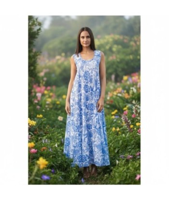 Isla Bonita By SIGRIS Vestido Largo de Algodón con Estampado Floral en Azul