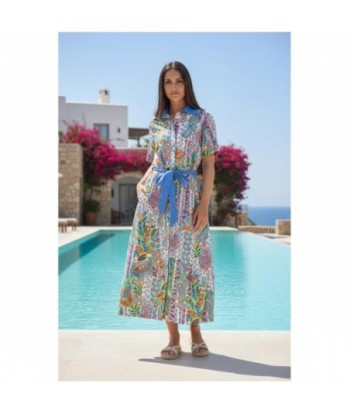 Isla Bonita By SIGRIS Vestido Camisero de Algodón con Estampado Colorido