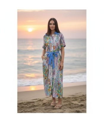 Isla Bonita By SIGRIS Vestido Camisero de Algodón con Estampado Colorido
