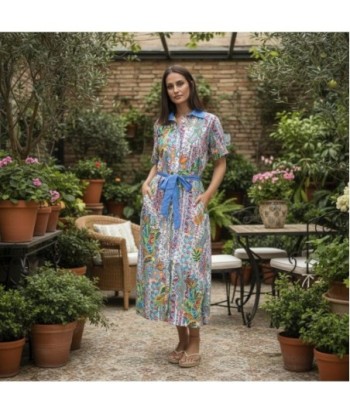 Isla Bonita By SIGRIS Vestido Camisero de Algodón con Estampado Colorido