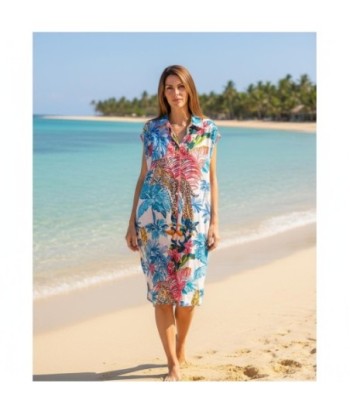 Isla Bonita By SIGRIS Vestido Camisero de Algodón con Estampado Tropical