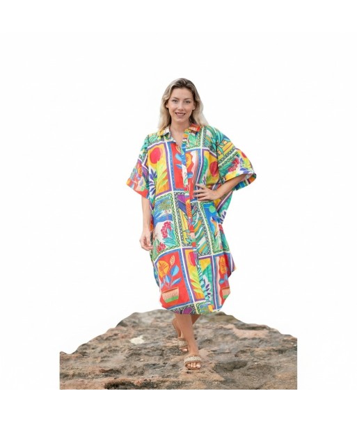 Isla Bonita By SIGRIS Vestido Camisero de Algodón Colorido