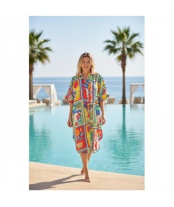 Isla Bonita By SIGRIS Vestido Camisero de Algodón Colorido