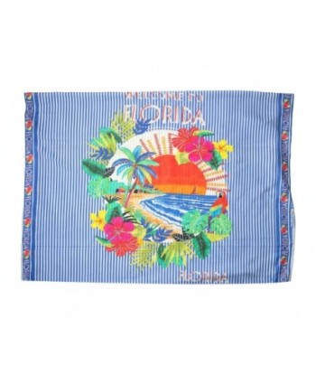 Isla Bonita By SIGRIS Pareo de Algodón con Estampado Tropical 'Bienvenido a Florida'