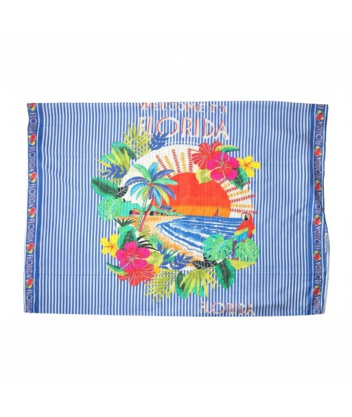 Isla Bonita By SIGRIS Pareo de Algodón con Estampado Tropical 'Bienvenido a Florida'