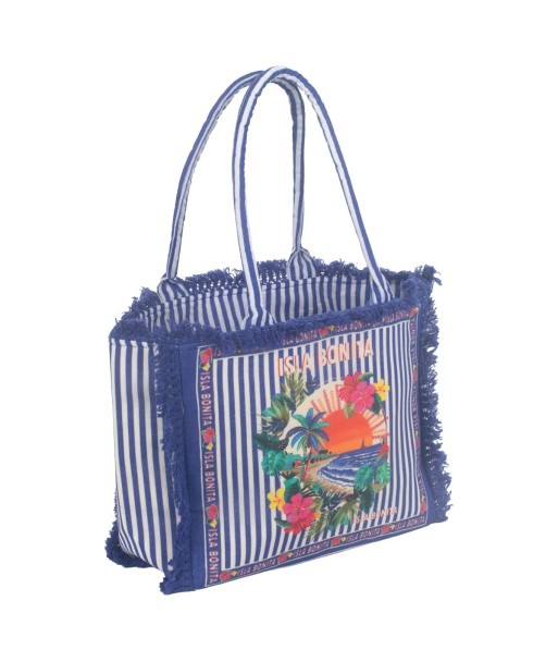 Isla Bonita By SIGRIS Bolso de Algodón Rayado con Estampado Floral
