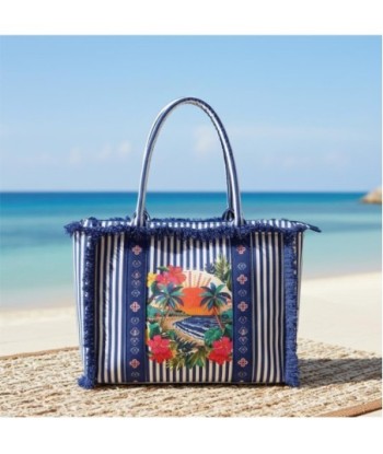 Isla Bonita By SIGRIS Bolso de Algodón Rayado con Estampado Floral