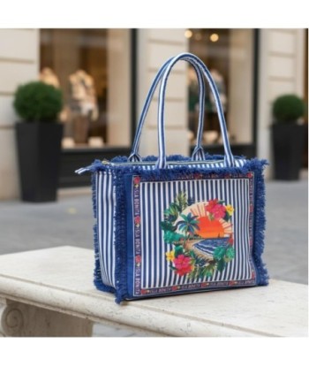 Isla Bonita By SIGRIS Bolso de Algodón Rayado con Estampado Floral