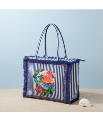 Isla Bonita By SIGRIS Bolso de Algodón Rayado con Estampado Floral