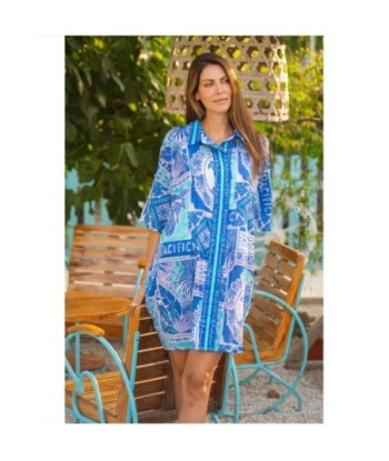 Isla Bonita By SIGRIS Vestido Camisero de Algodón con Estampado Tropical