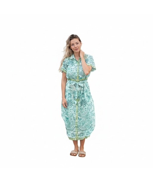 Isla Bonita By SIGRIS Vestido Camisero de Algodón Estampado Tropical