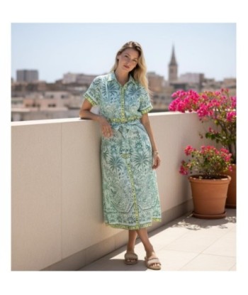 Isla Bonita By SIGRIS Vestido Camisero de Algodón Estampado Tropical