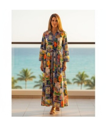 Isla Bonita By SIGRIS Vestido Camisero Multicolor de Algodón