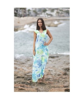 Isla Bonita By SIGRIS Vestido Largo de Algodón con Estampado Marítimo