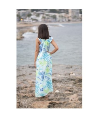Isla Bonita By SIGRIS Vestido Largo de Algodón con Estampado Marítimo