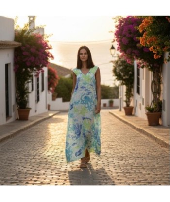 Isla Bonita By SIGRIS Vestido Largo de Algodón con Estampado Marítimo