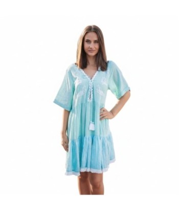 Isla Bonita By SIGRIS Vestido Corto de Algodón con Detalles Bordados