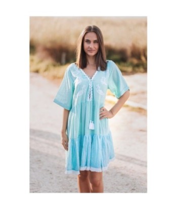 Isla Bonita By SIGRIS Vestido Corto de Algodón con Detalles Bordados
