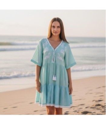 Isla Bonita By SIGRIS Vestido Corto de Algodón con Detalles Bordados