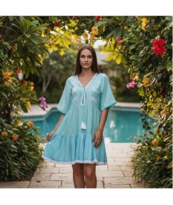 Isla Bonita By SIGRIS Vestido Corto de Algodón con Detalles Bordados