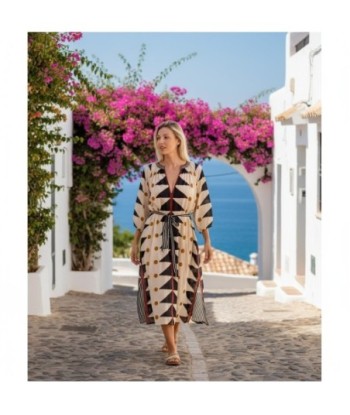 Isla Bonita By SIGRIS Vestido Largo de Algodón con Estampado Geométrico