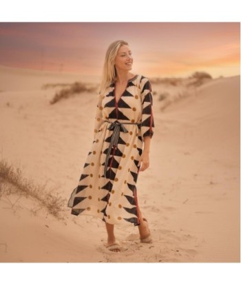 Isla Bonita By SIGRIS Vestido Largo de Algodón con Estampado Geométrico
