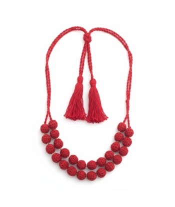 Isla Bonita By SIGRIS Collar de Algodón Rojo con Detalles Elegantes