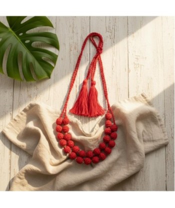 Isla Bonita By SIGRIS Collar de Algodón Rojo con Detalles Elegantes