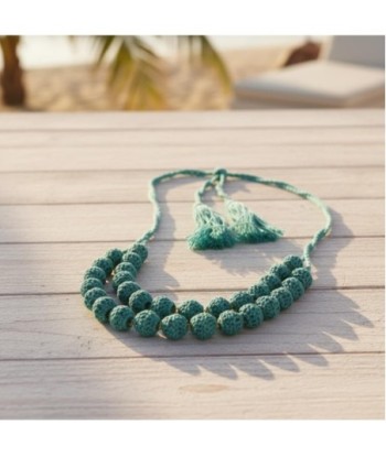 Isla Bonita By SIGRIS Collar de Algodón Tejido en Color Turquesa