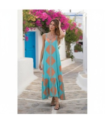 Isla Bonita By SIGRIS Vestido Largo de Viscosa con Diseño Geométrico