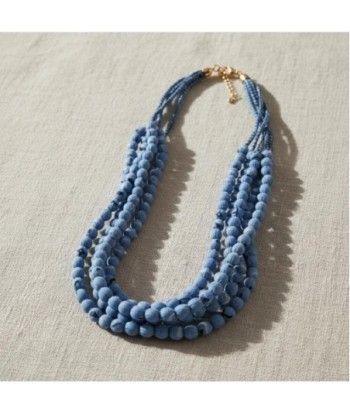 Isla Bonita By SIGRIS Collar Multicapa de PVC y Algodón en Tonos Azules