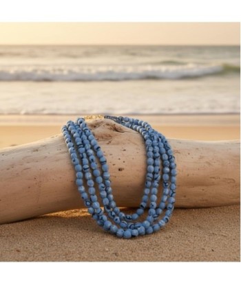 Isla Bonita By SIGRIS Collar Multicapa de PVC y Algodón en Tonos Azules