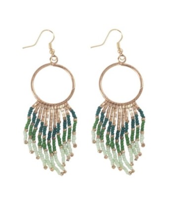 Isla Bonita By SIGRIS Par Pendientes Elegantes de Resina de Poliéster con Diseño de Círculo y Borlas