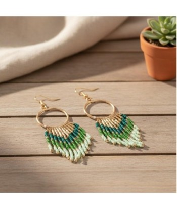 Isla Bonita By SIGRIS Par Pendientes Elegantes de Resina de Poliéster con Diseño de Círculo y Borlas