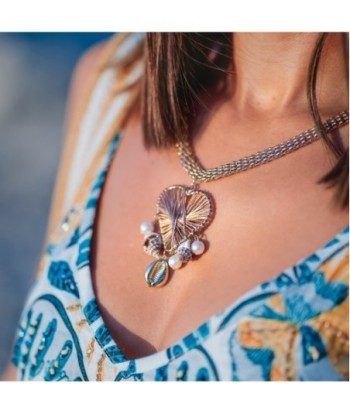 Isla Bonita By SIGRIS Collar de Resina de Poliéster con Diseño de Corazón y Conchas