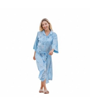 Isla Bonita By SIGRIS Vestido Camisero de Algodón 100% en Color Azul